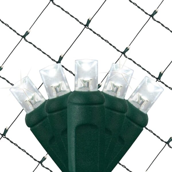 LED Cool White Twinkle Net Lights Outdoor LED Holiday Lights Net, Outdoor Decorative Lights Christmas Net Lights, Set of 100 (4 x 6 ft, 5mm Lights, Pure White Twinkle)